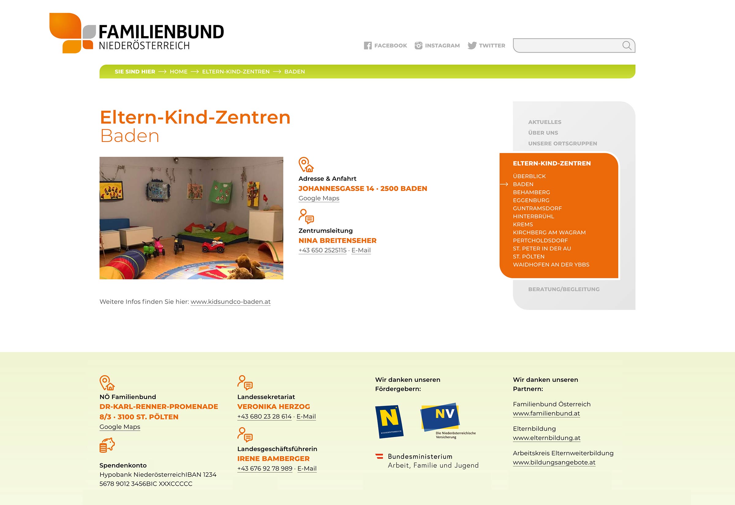 Website Familienbund Niederösterreich