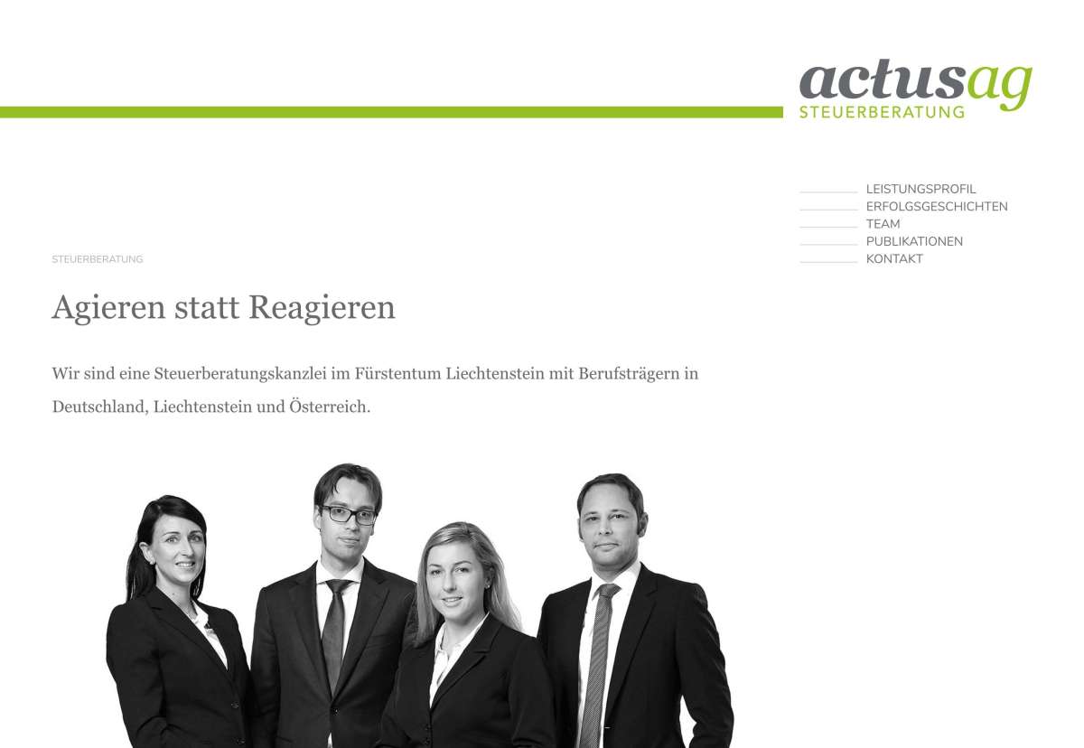 Screenshot www.actus-tax.com / Website actus Steuerberatung