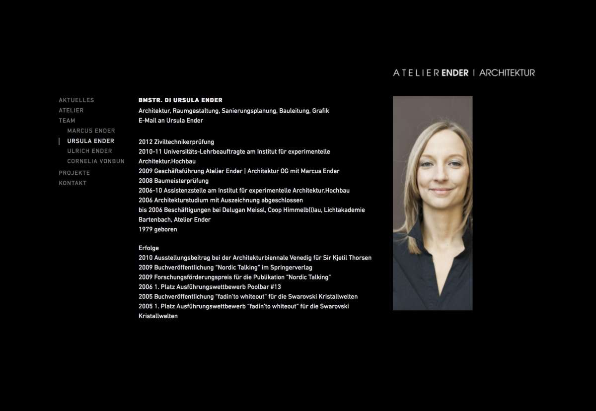 Screenshot www.atelierender.at / Website Atelier Ender | Architektur