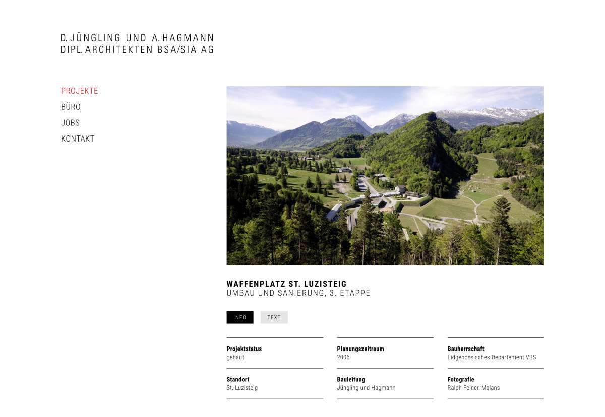 Screenshot www.juenglinghagmann.ch / Website Architektur Jüngling Hagmann Partner