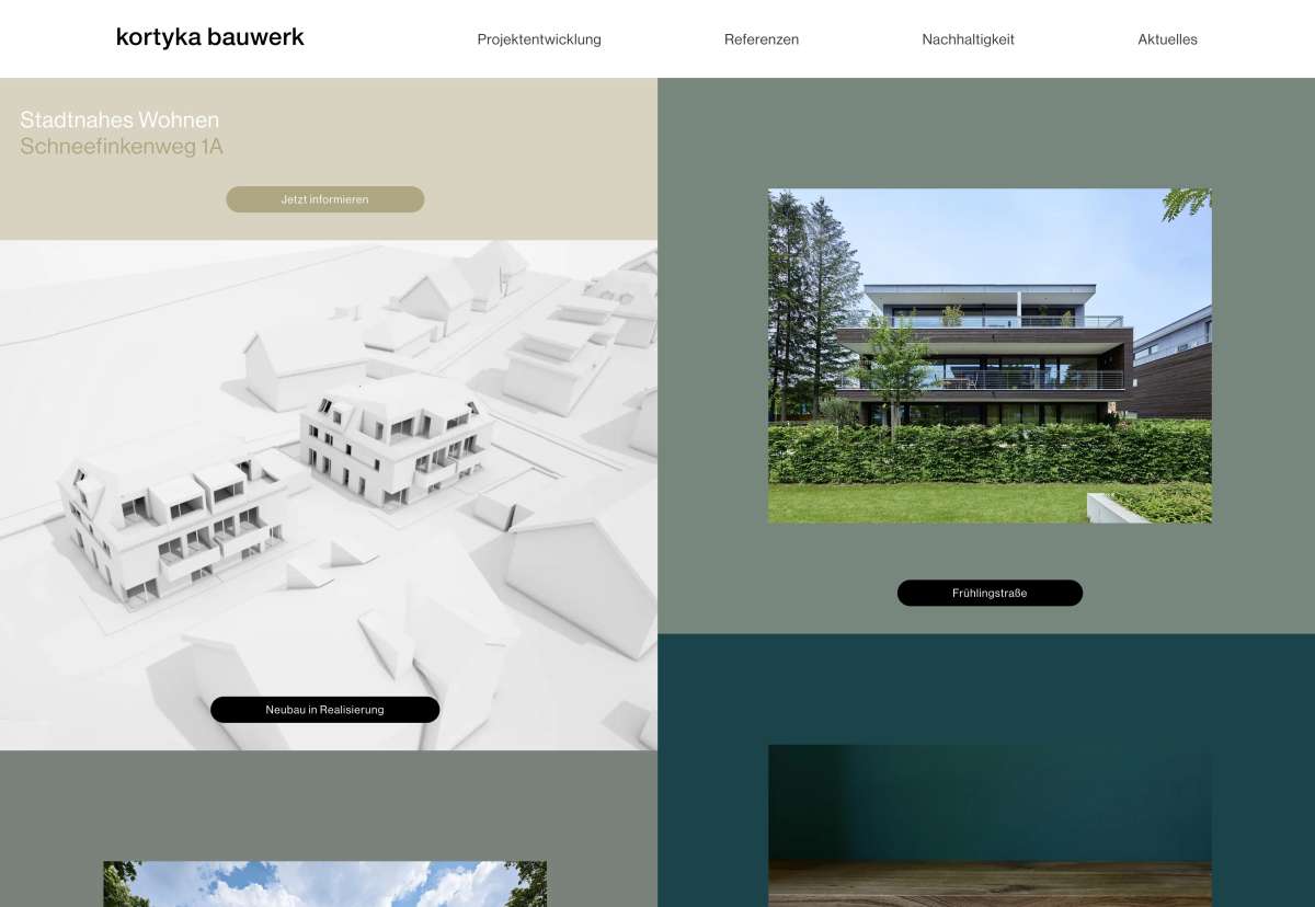 Screenshot www.kortyka-bauwerk.de / Website Architektur Kortyka Thomas