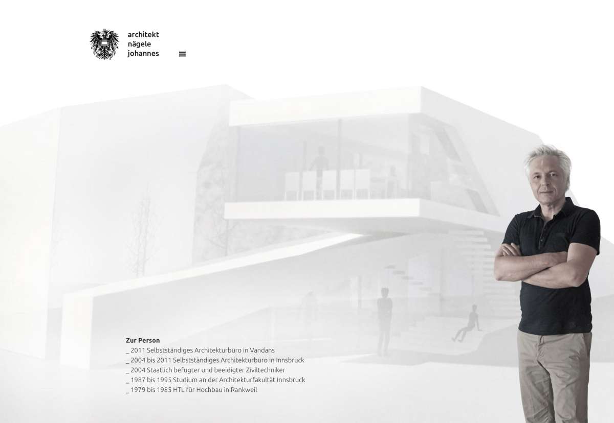 Screenshot www.johannes-naegele.at / Website Architekt Johannes Nägele