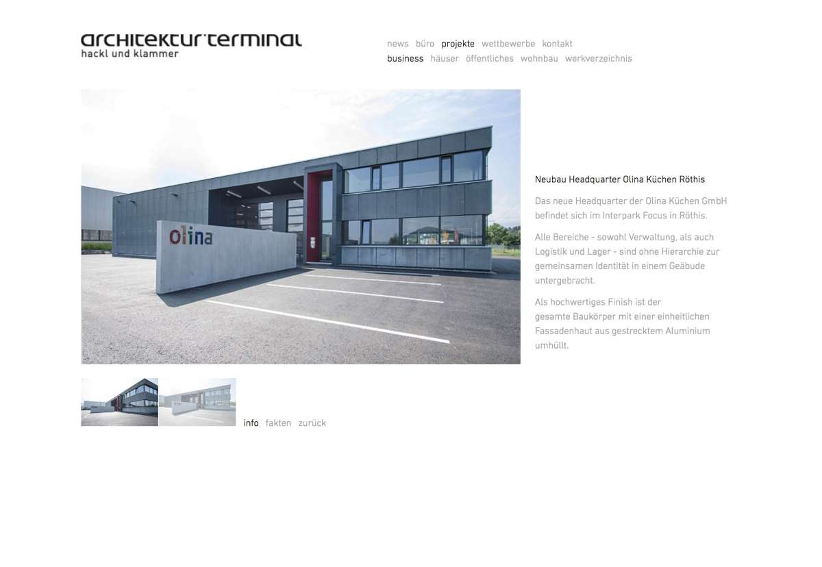 Screenshot www.architekturterminal.at / Website architektur.terminal
