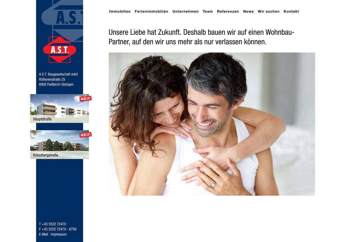 Screenshot www.ast-bau.at / Website A.S.T. Bau