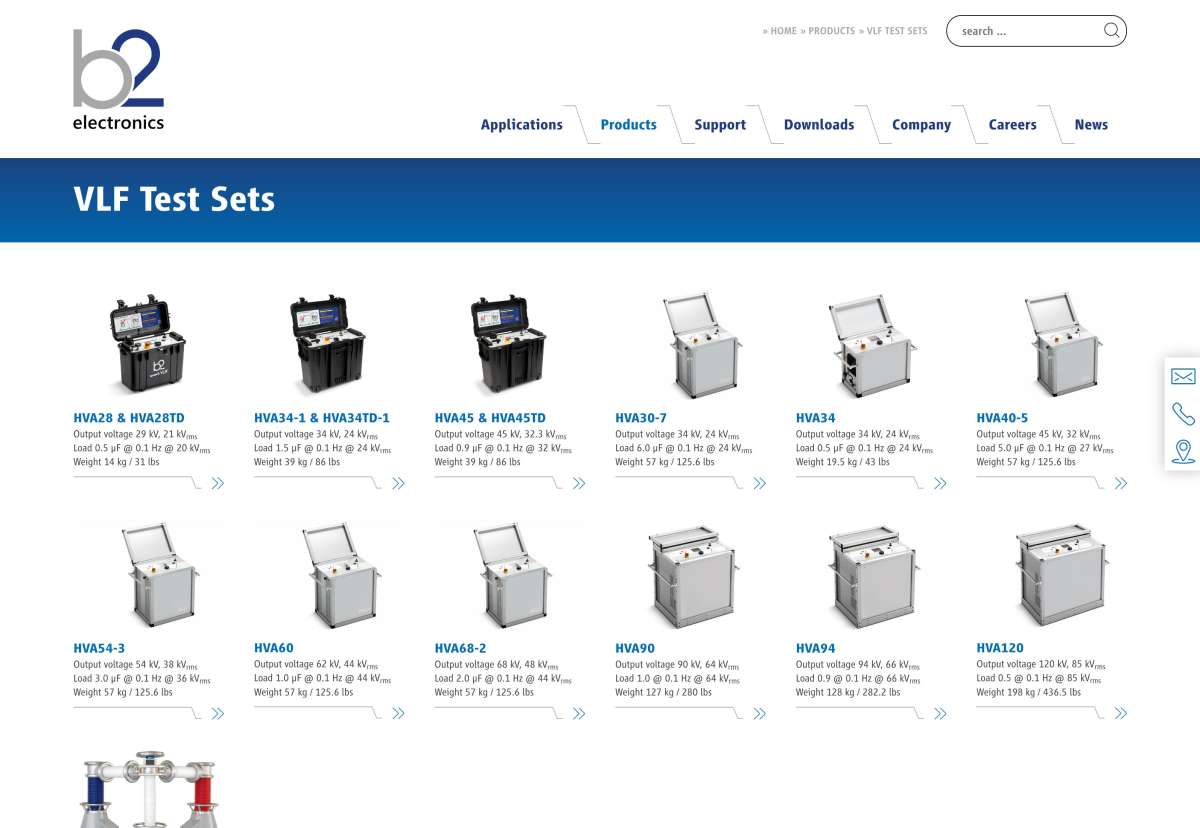 Screenshot www.b2hv.com / Website b2 electronics