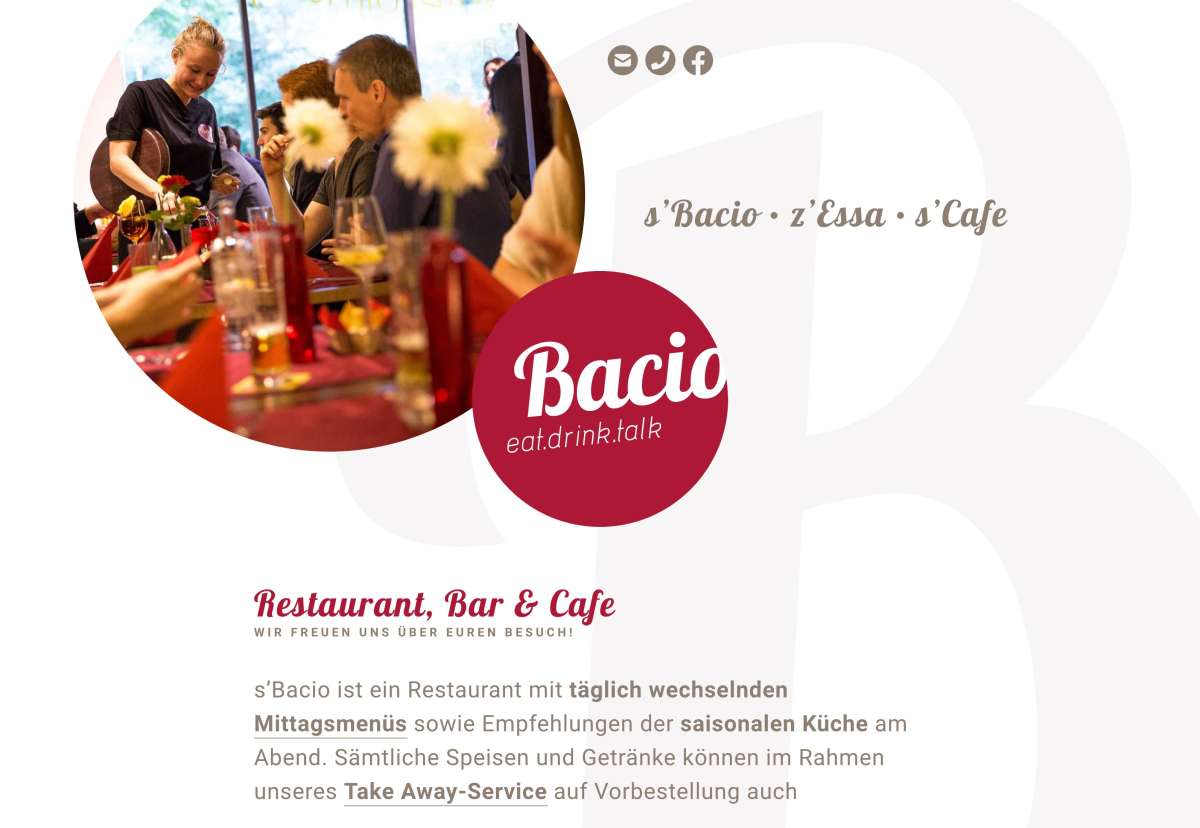 Screenshot www.bacio.li / Website bacio eat.drink.talk