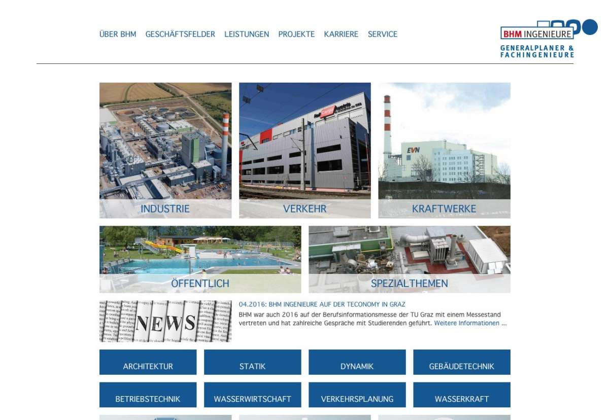 Screenshot www.bhm-ing.com / Website BHM Ingenieure