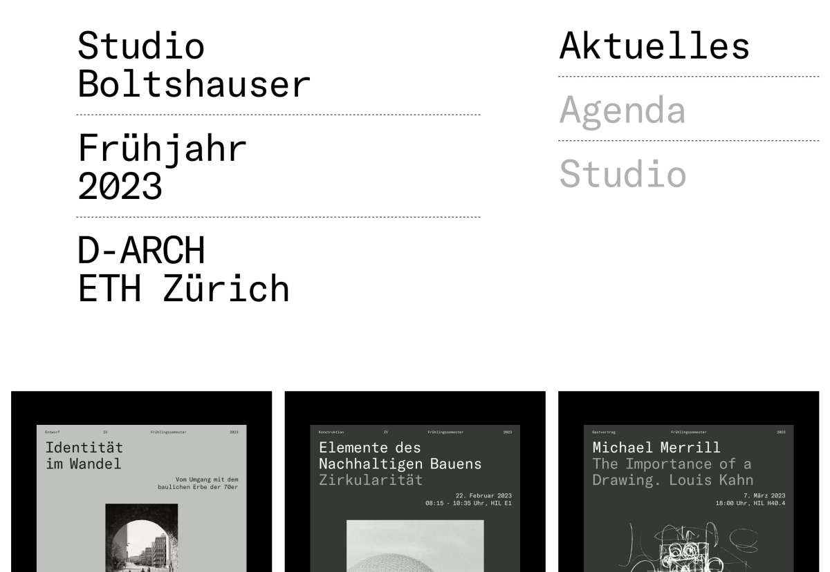 Screenshot www.boltshauser.arch.ethz.ch / Website Boltshauser Roger