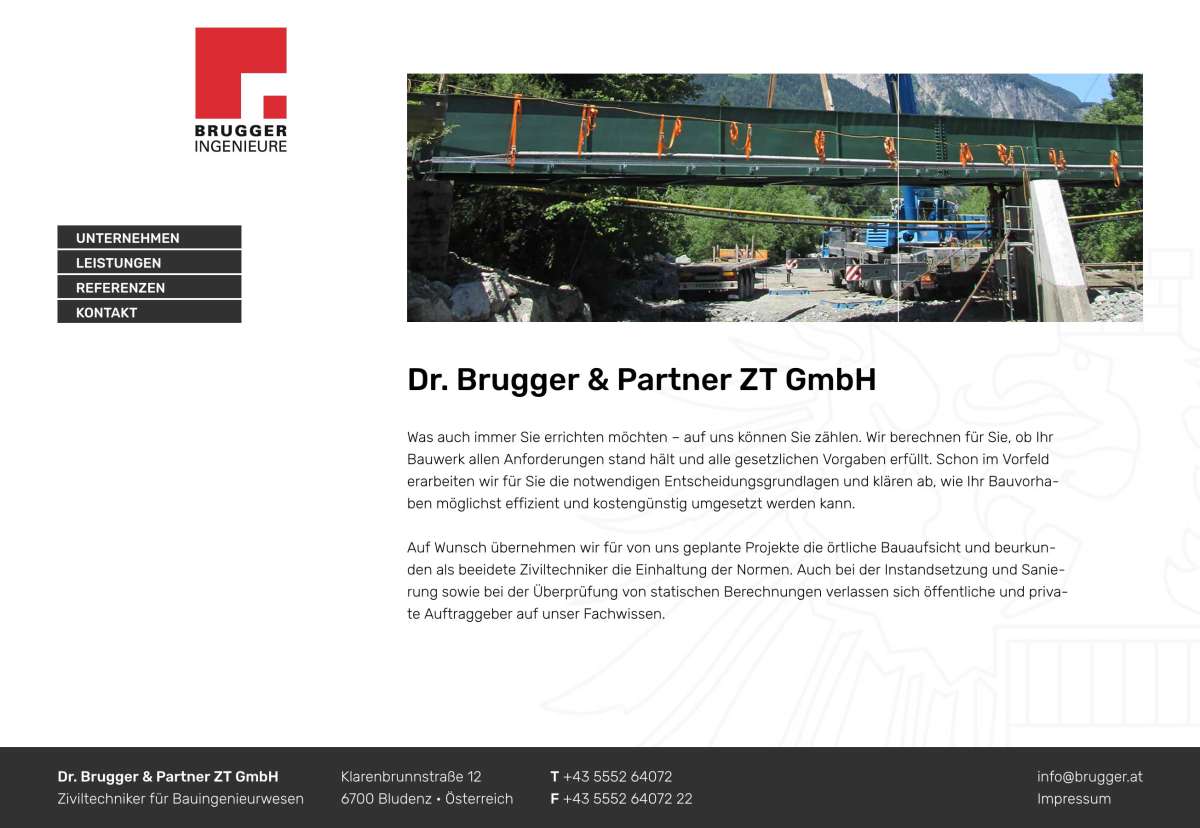 Screenshot www.brugger.at / Website Brugger Ingenieure