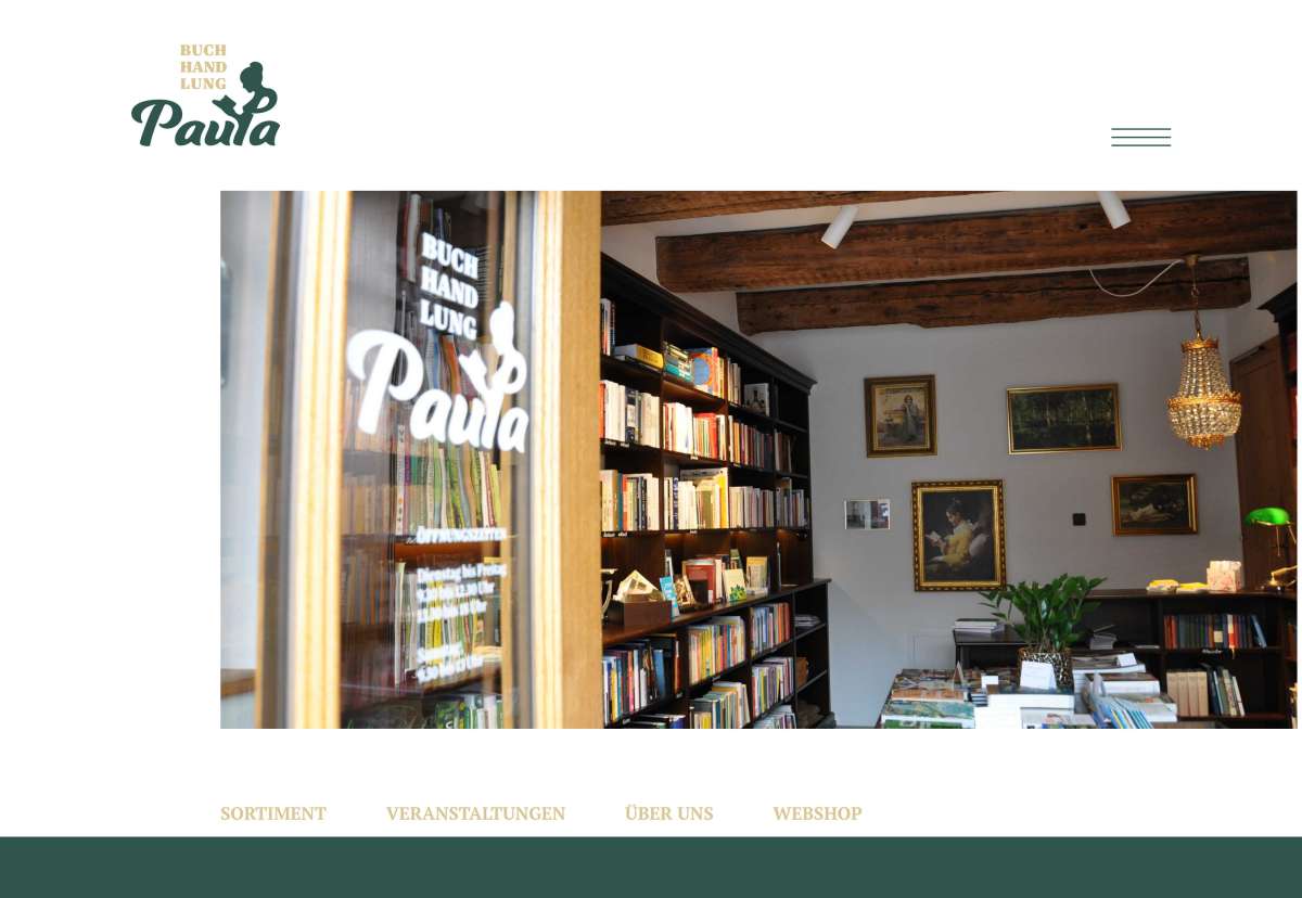 Screenshot www.buchhandlung-paula.at / Website Buchhandlung Paula