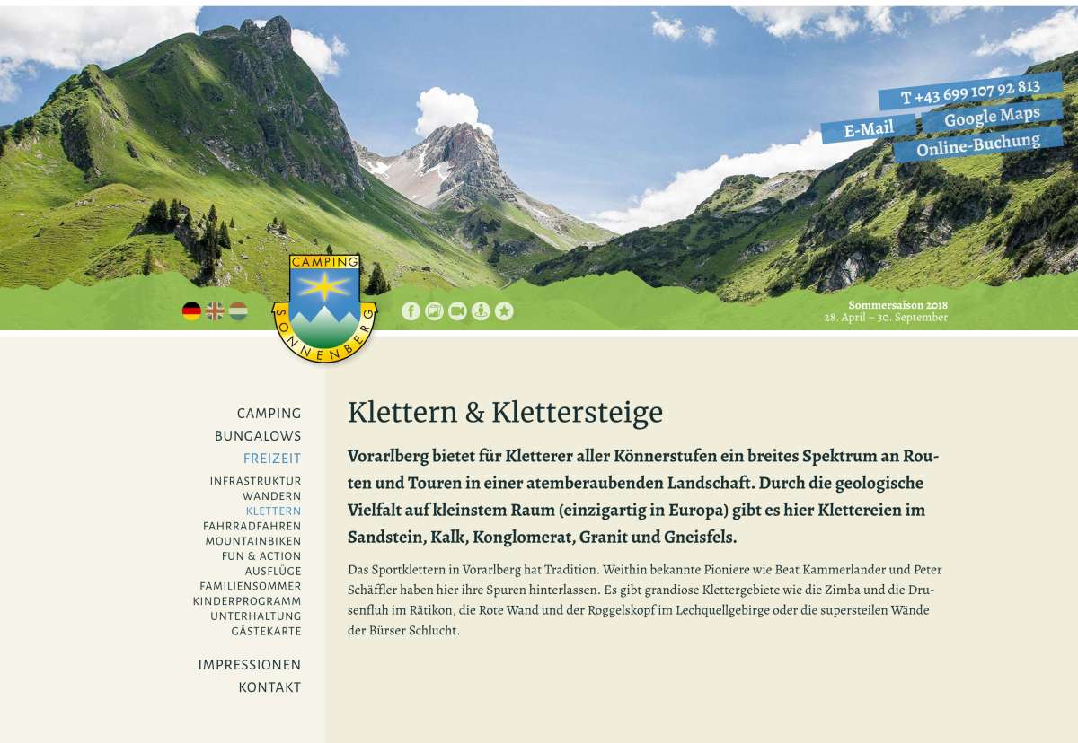Screenshot www.camping-sonnenberg.com / Website Camping Sonnenberg