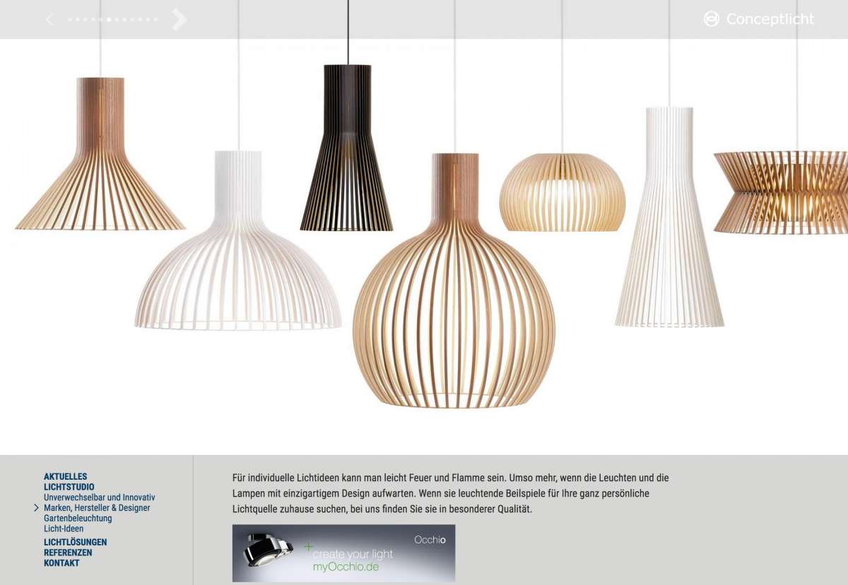 Screenshot www.conceptlicht.net / Website Conceptlicht Lichtstudio