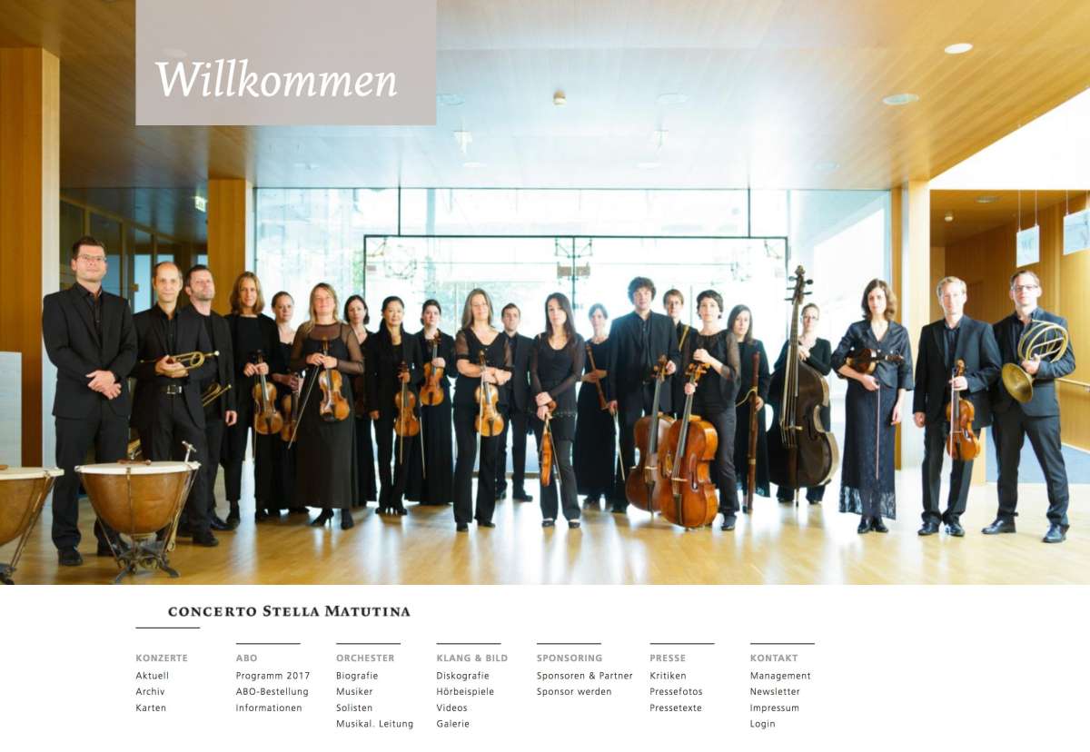 Screenshot www.stellamatutina.at / Website Concerto Stella Matutina
