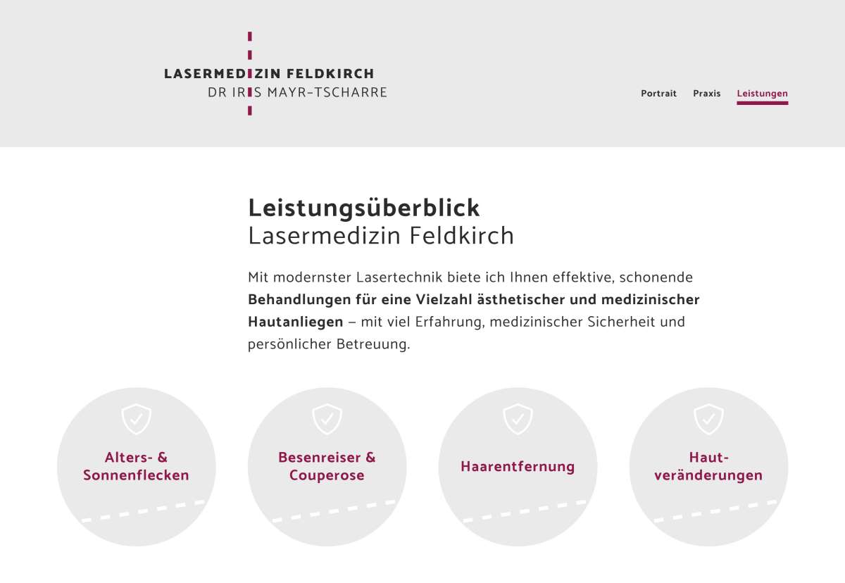 Screenshot www.lasermedizin-feldkirch.at / Website Lasermedizin Feldkirch
