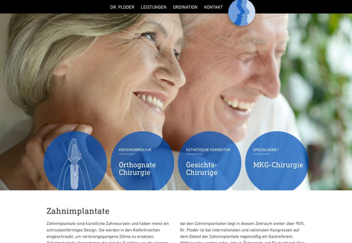 Screenshot www.zahnimplantat-feldkirch.at / Website Dr. Ploder Oliver