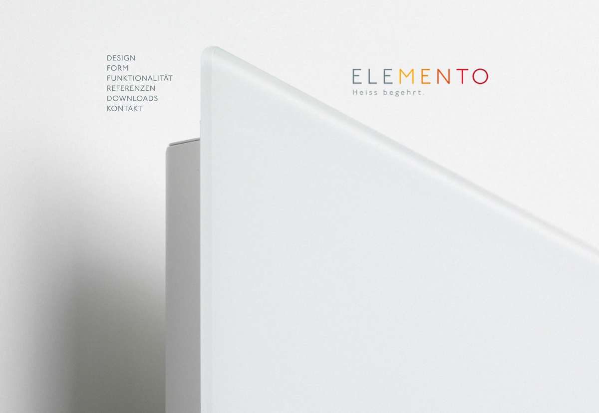 Screenshot www.elemento-design.at / Website ELEMENTO Badtuchwärmer