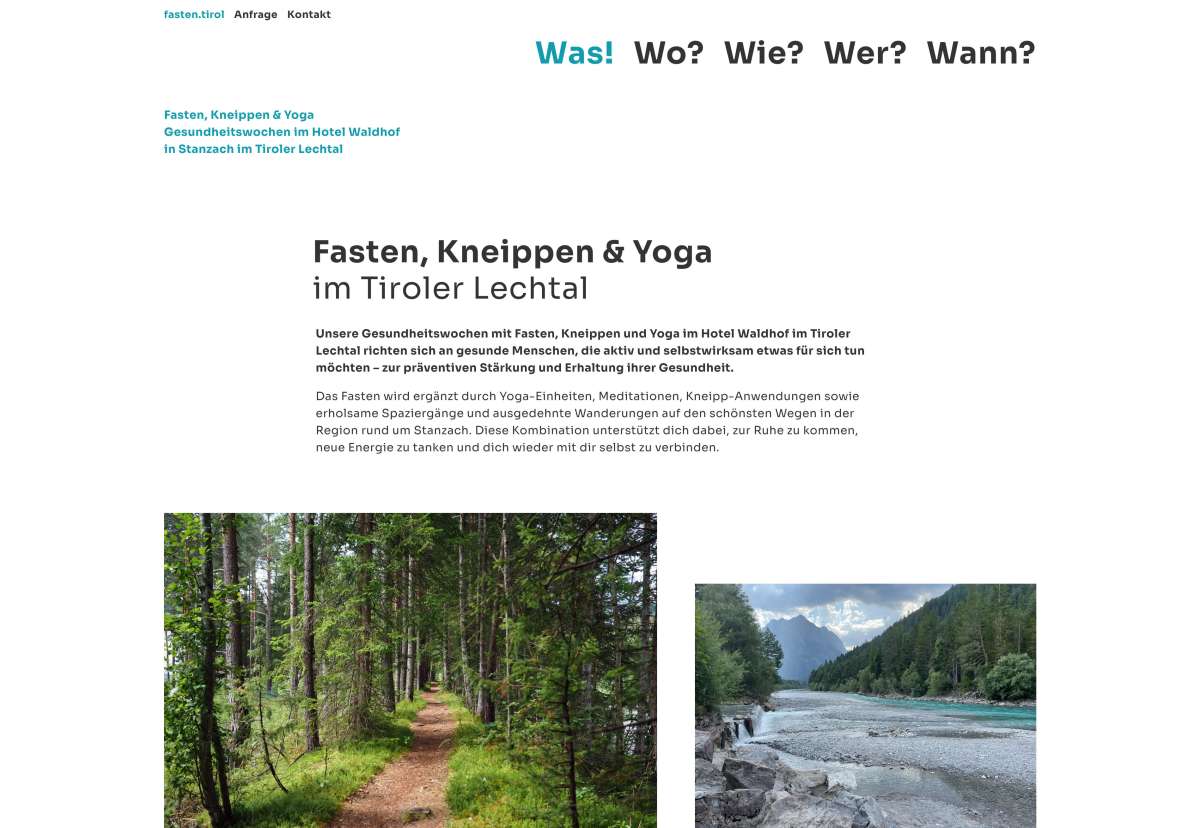 Screenshot www.fasten.tirol / Website fasten.TIROL