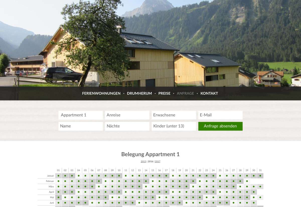 Screenshot www.ferienwohnung-schoppernau.com / Website Ferienwohnungen Albrecht
