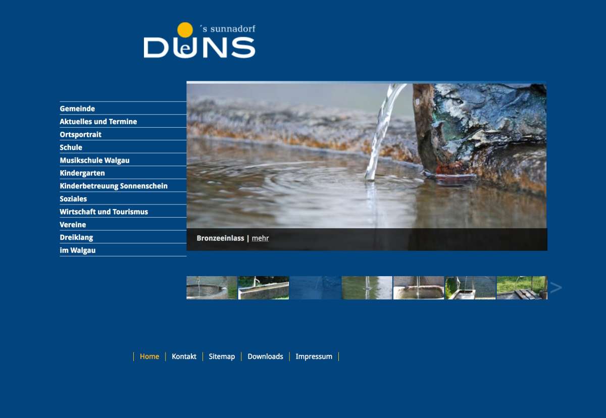 Screenshot www.duens.at / Website Gemeinde Düns