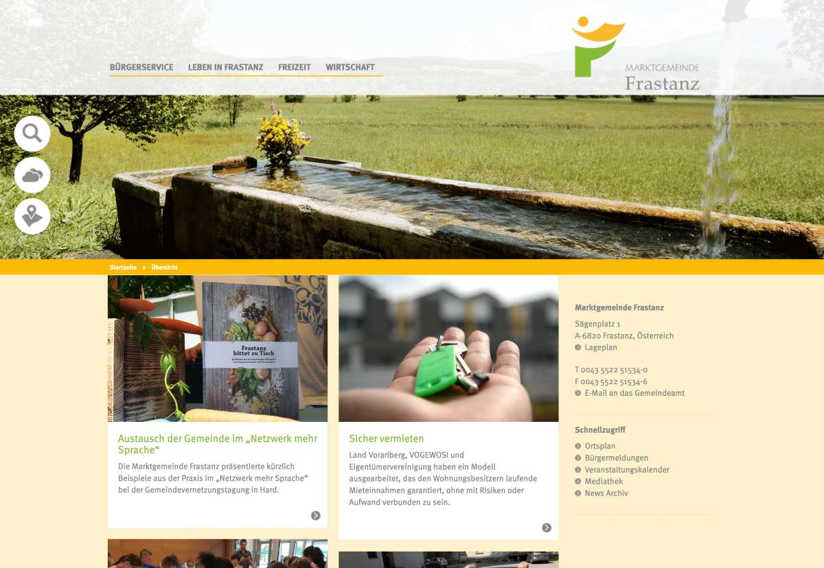 Screenshot www.frastanz.at / Website Marktgemeinde Frastanz
