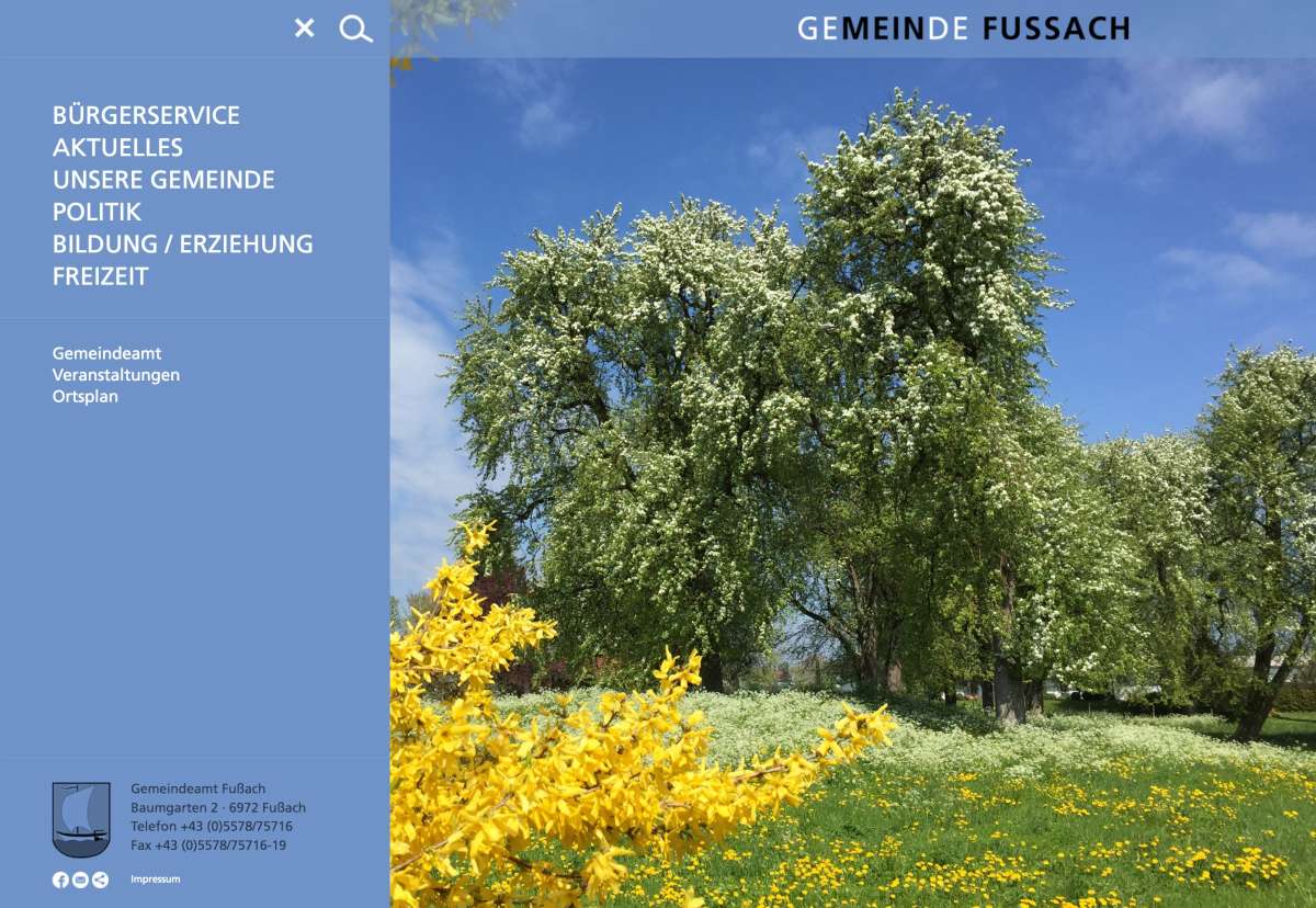 Screenshot www.fussach.at / Website Gemeinde Fussach