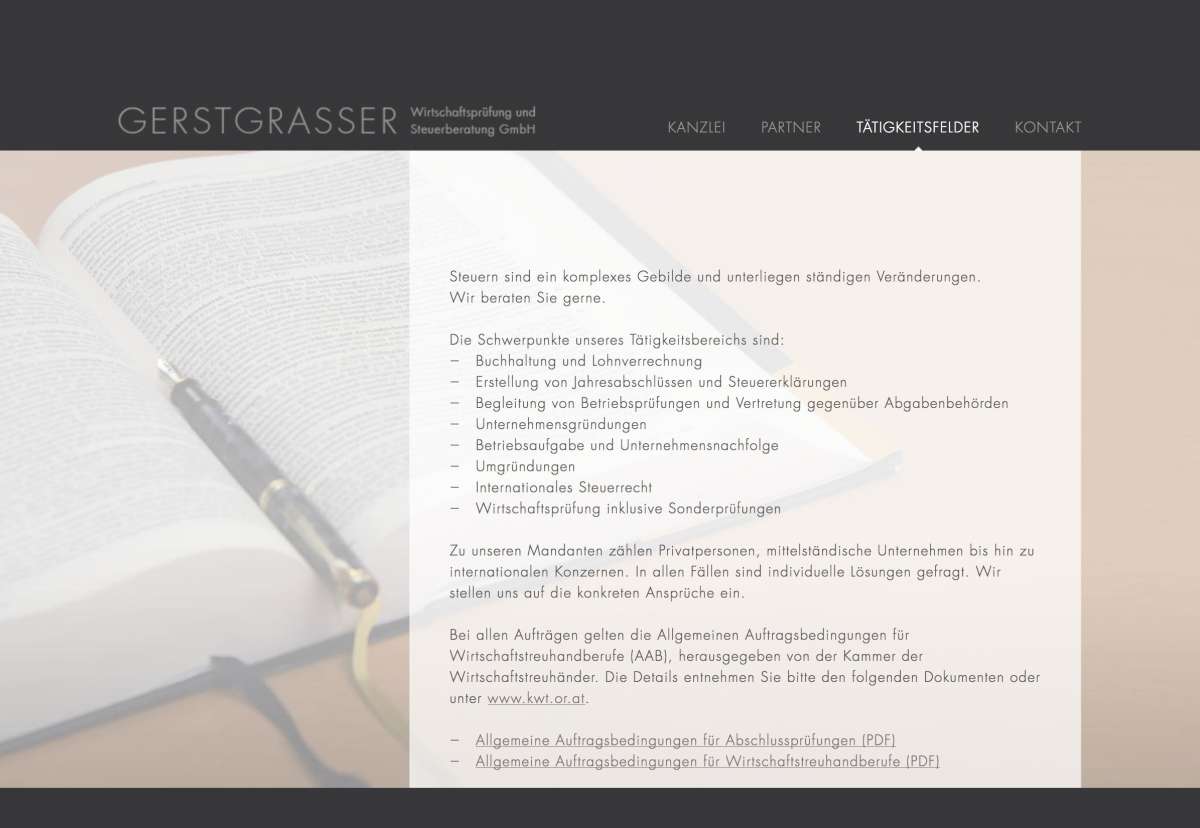 Screenshot www.gerstgrasser.biz / Website Gerstgrasser Wirtschaftsprüfung & Steuerberatung