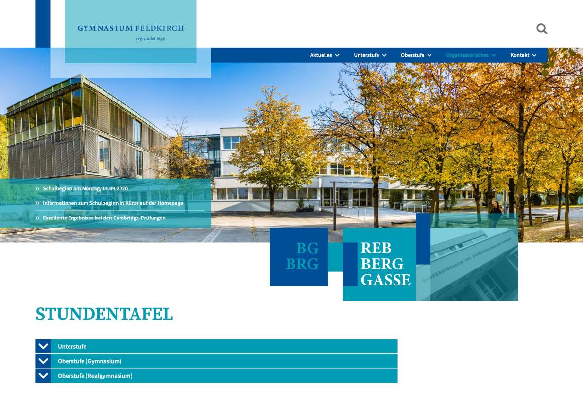 Screenshot www.gymnasium-feldkirch.at / Website Gymnasium Feldkirch