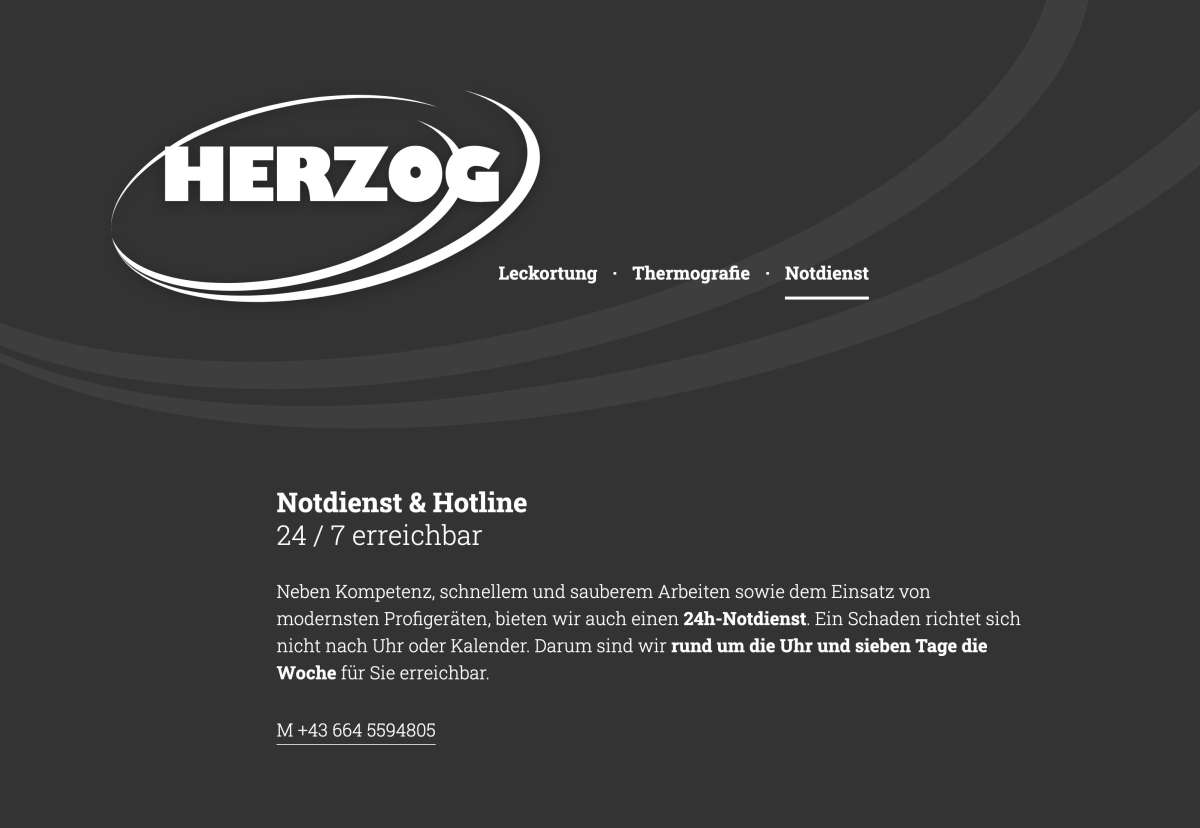 Screenshot www.wasserschaden-leckortung.at / Website Christian Herzog