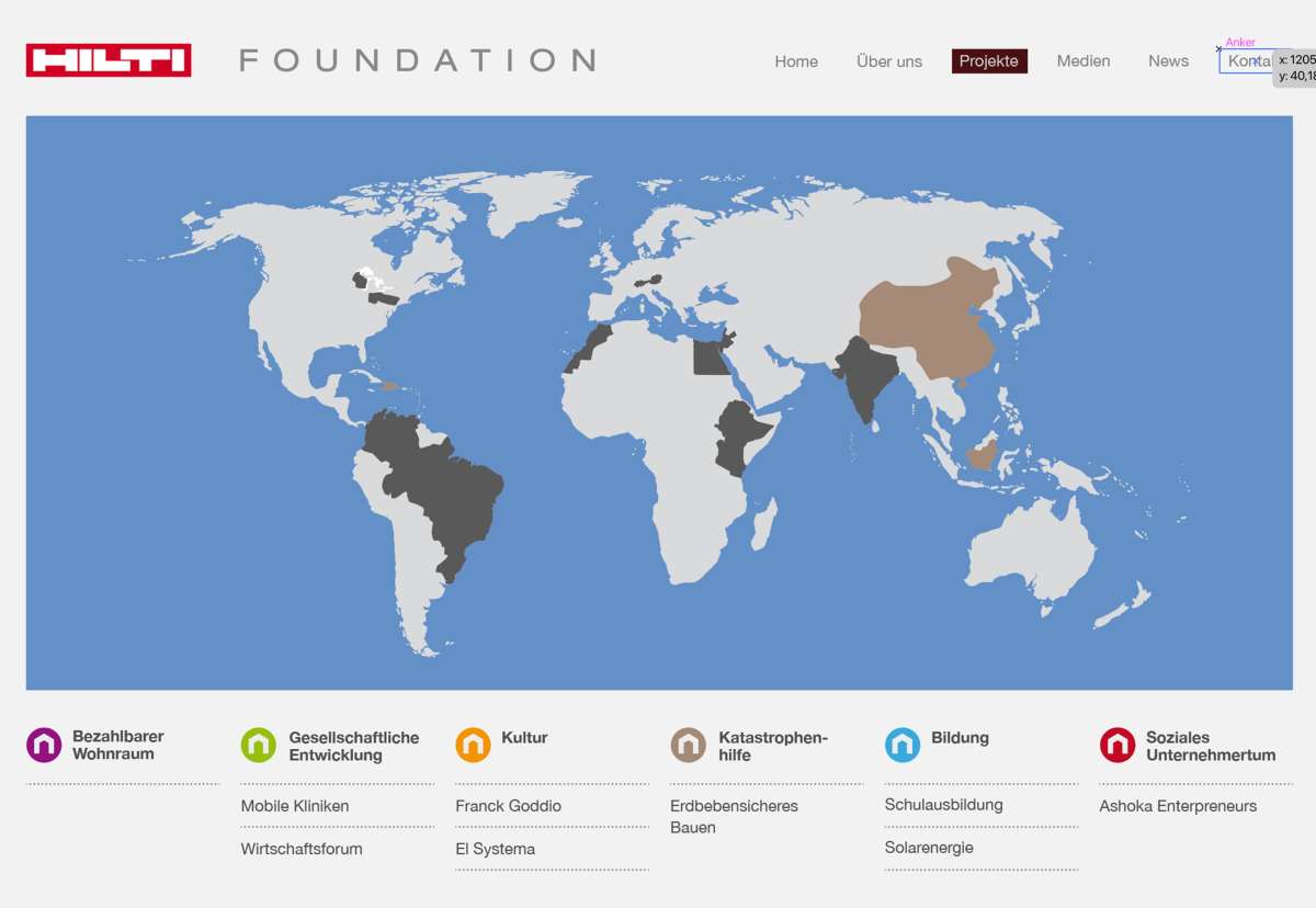 Screenshot www.hiltifoundation.org / Website HILTI Foundation