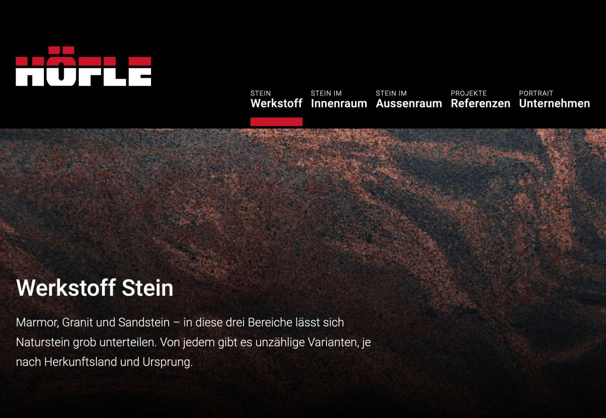 Screenshot www.hoefle.at / Website HÖFLE Natursteinwerk