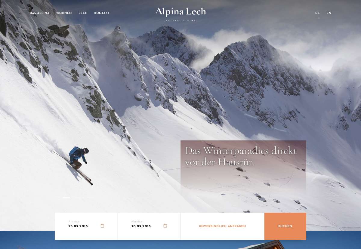 Screenshot www.lech-alpina.at / Website Hotel Alpina