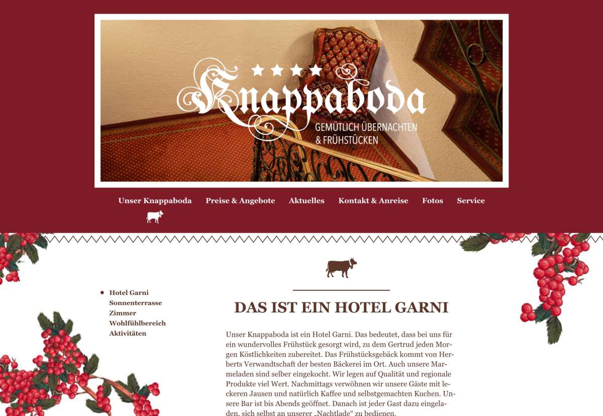 Screenshot www.knappaboda.com / Website Hotel Knappaboda