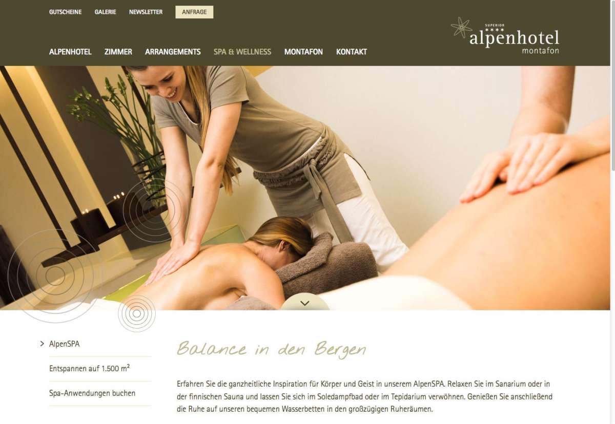 Screenshot www.alpenhotel-montafon.net / Website Hotel Montafon