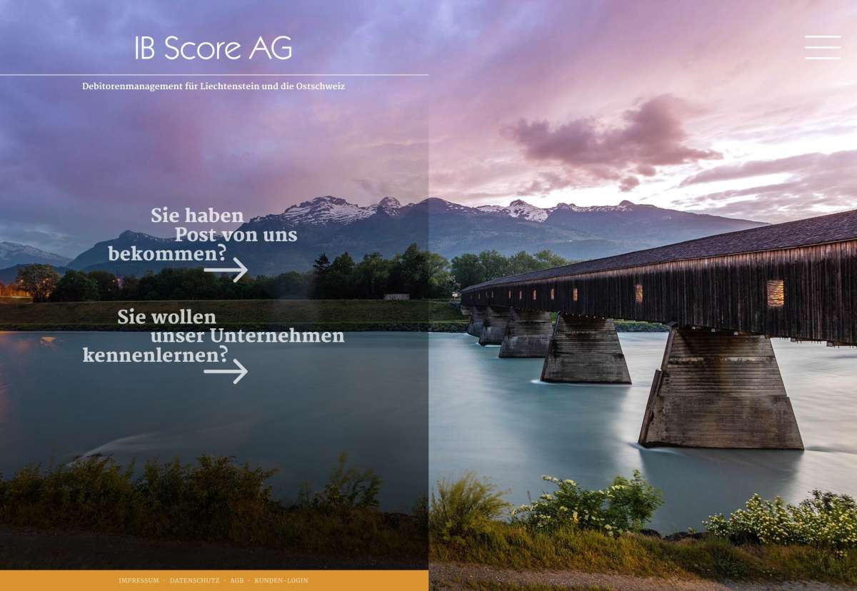 Screenshot www.ibscore.li / Website IB Score Debitorenmanagement