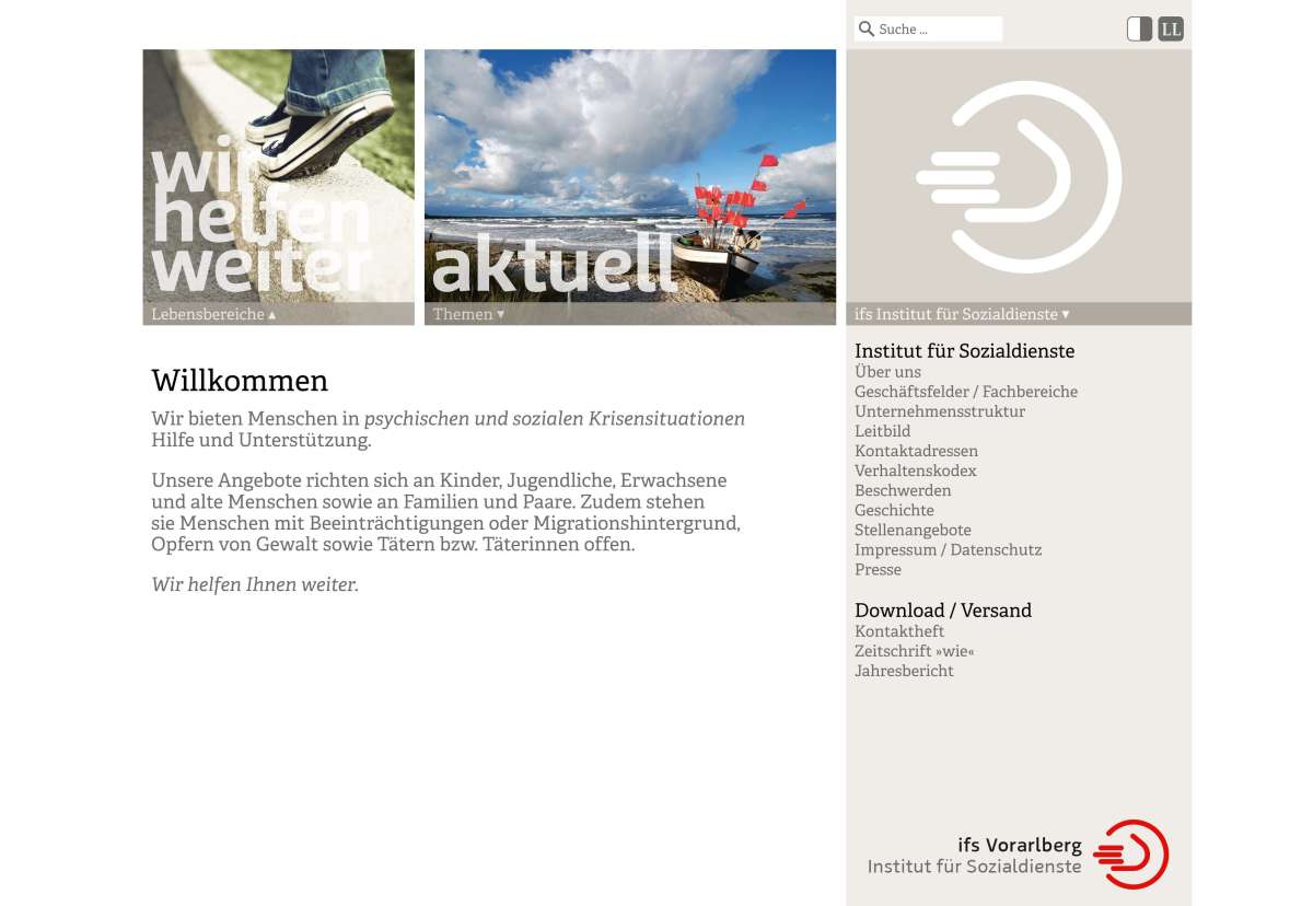 Screenshot www.ifs.at / Website ifs Institut für Sozialdienste