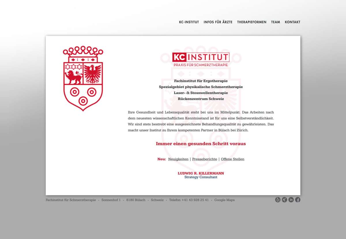 Screenshot www.kc-institut.ch / Website KC-Institut – Fachinstitut für Ergotherapie