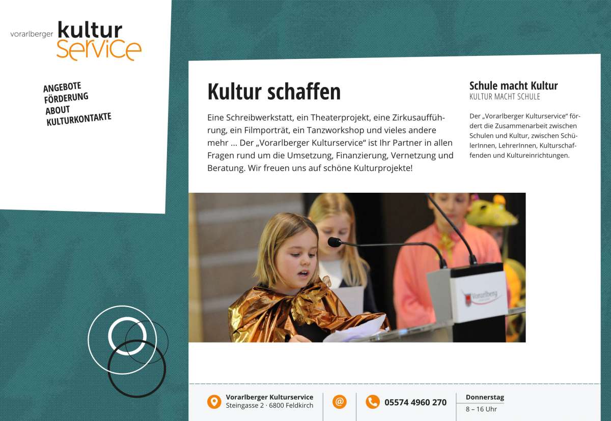 Screenshot www.vorarlberger-kulturservice.at / Website Kulturservice Vorarlberg