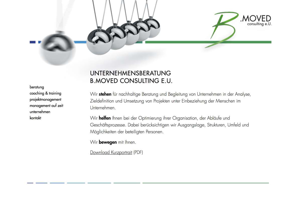 Screenshot www.bmoved.eu / Website B.MOVED Unternehmensberatung