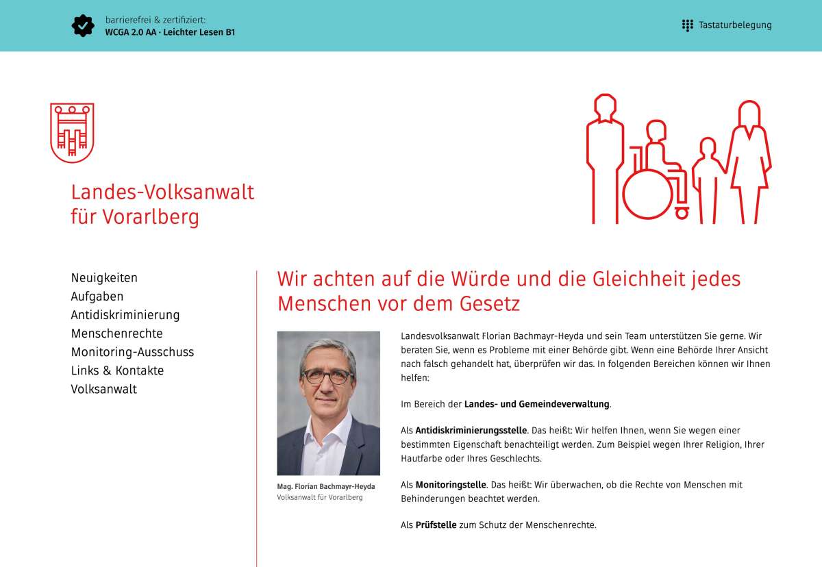 Screenshot www.landesvolksanwalt.at / Website Landesvolksanwalt Vorarlberg