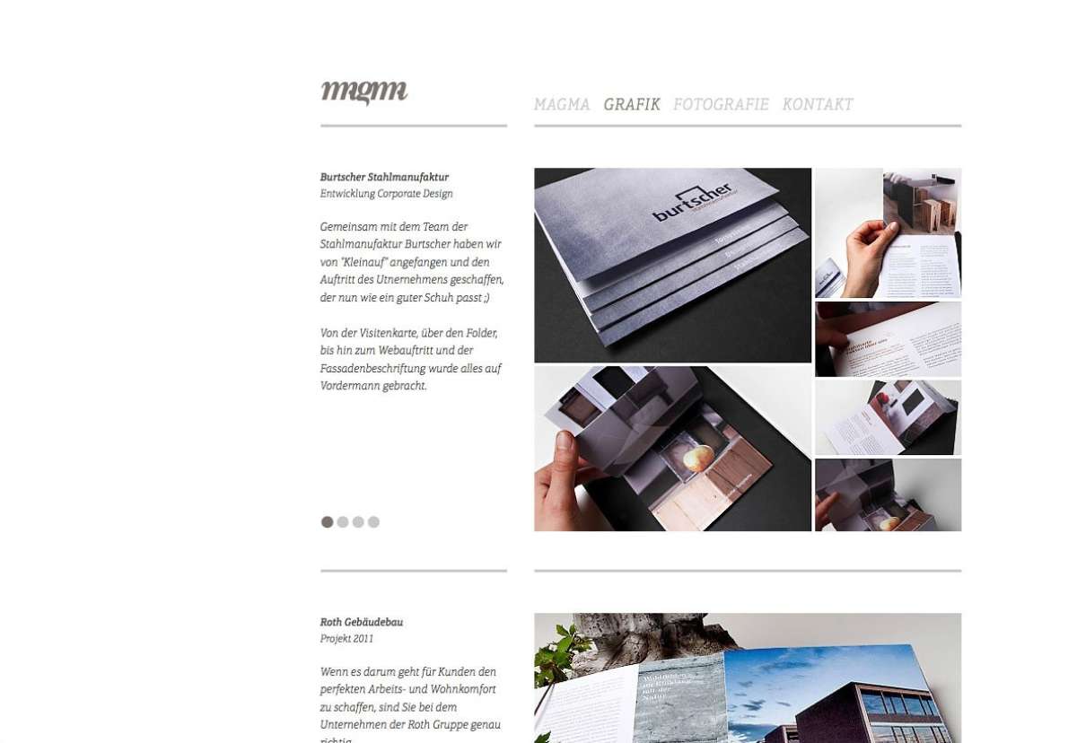 Screenshot www.buero-magma.at / Website magma Gestaltung und Kommunikation