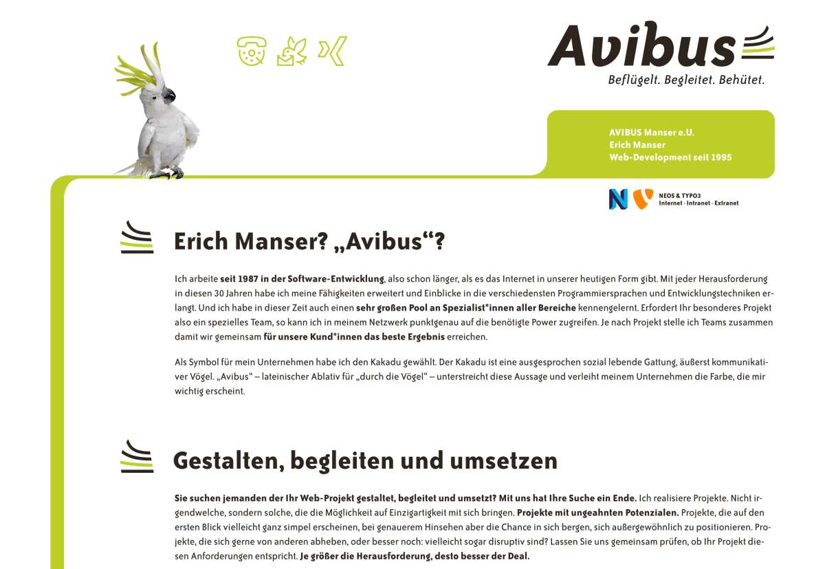 Screenshot www.avibus.eu / Website AVIBUS Manser