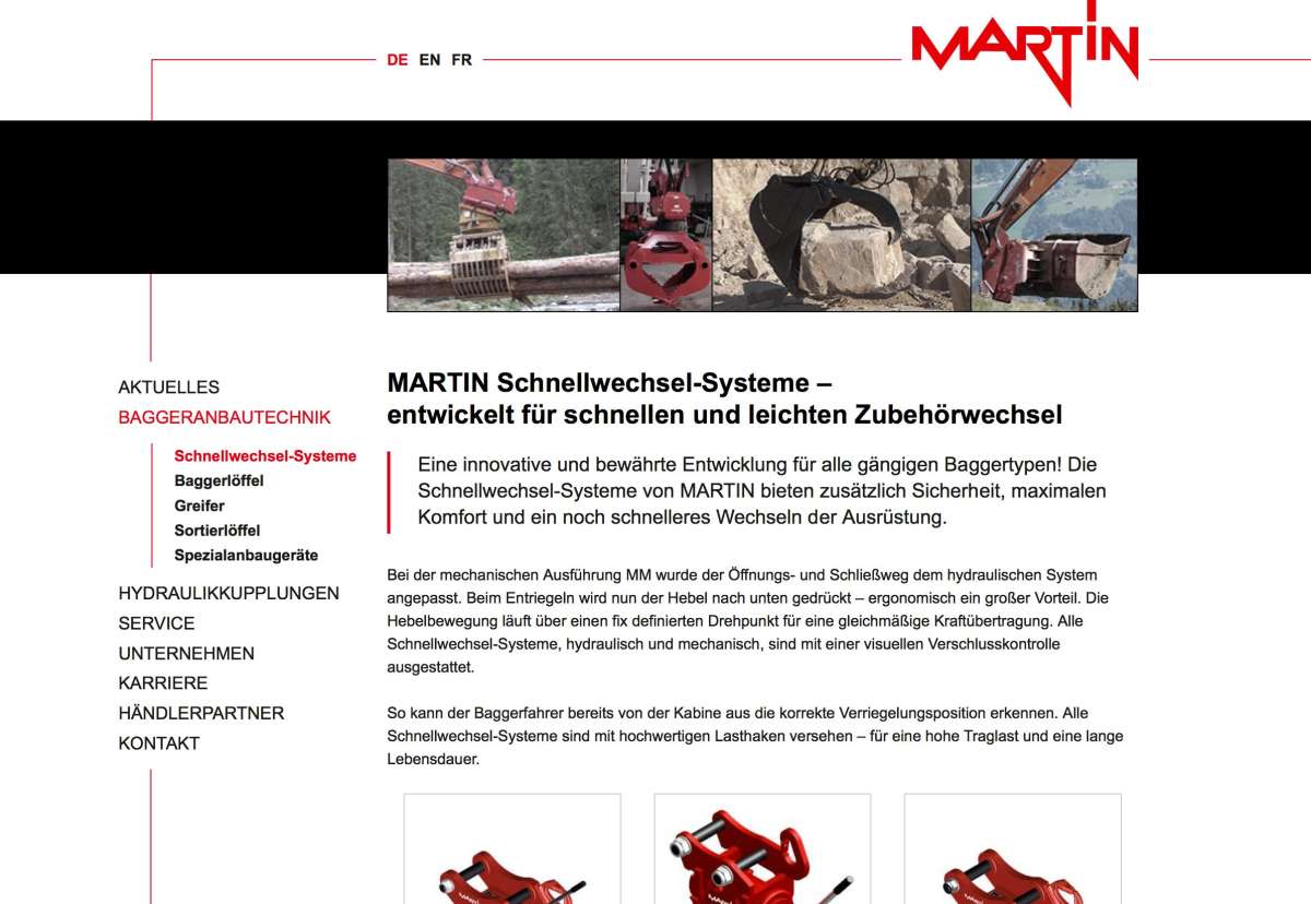 Screenshot www.martin.at / Website Martin Stahlbau