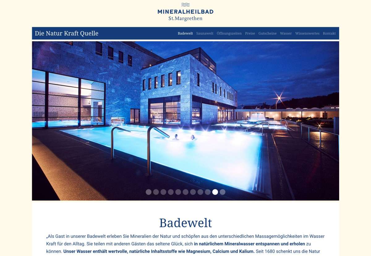 Screenshot www.mineralheilbad.ch / Website Mineralheilbad St. Margrethen