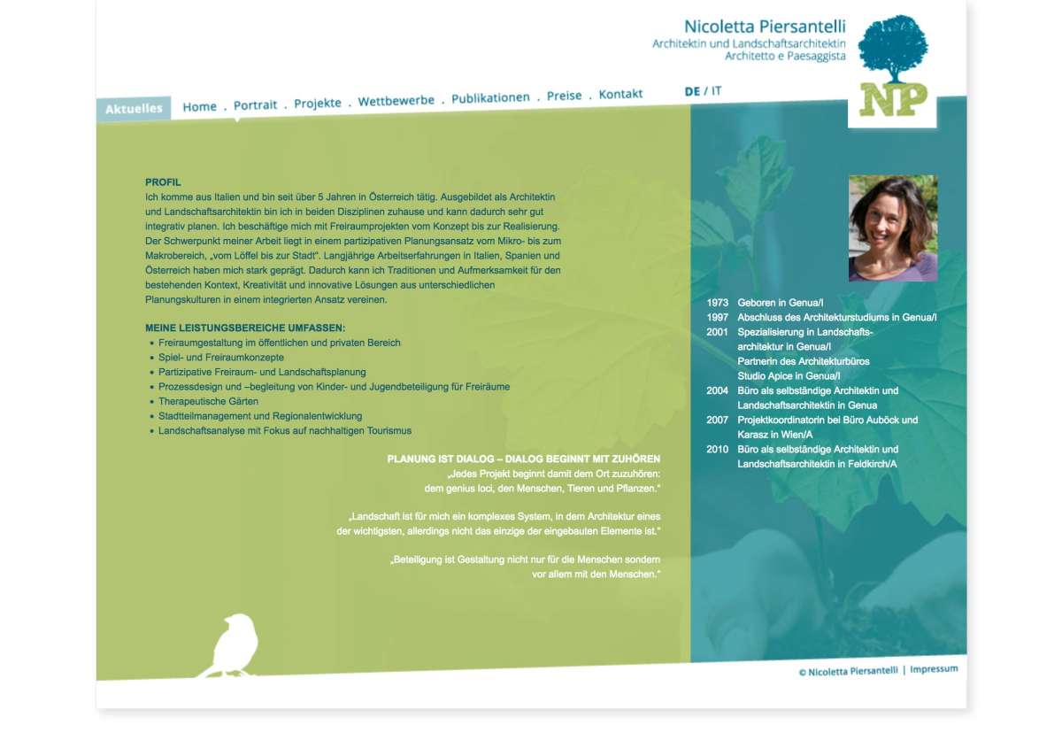 Screenshot www.piersantelli-landarch.eu/ / Website Nicoletta Piersantelli