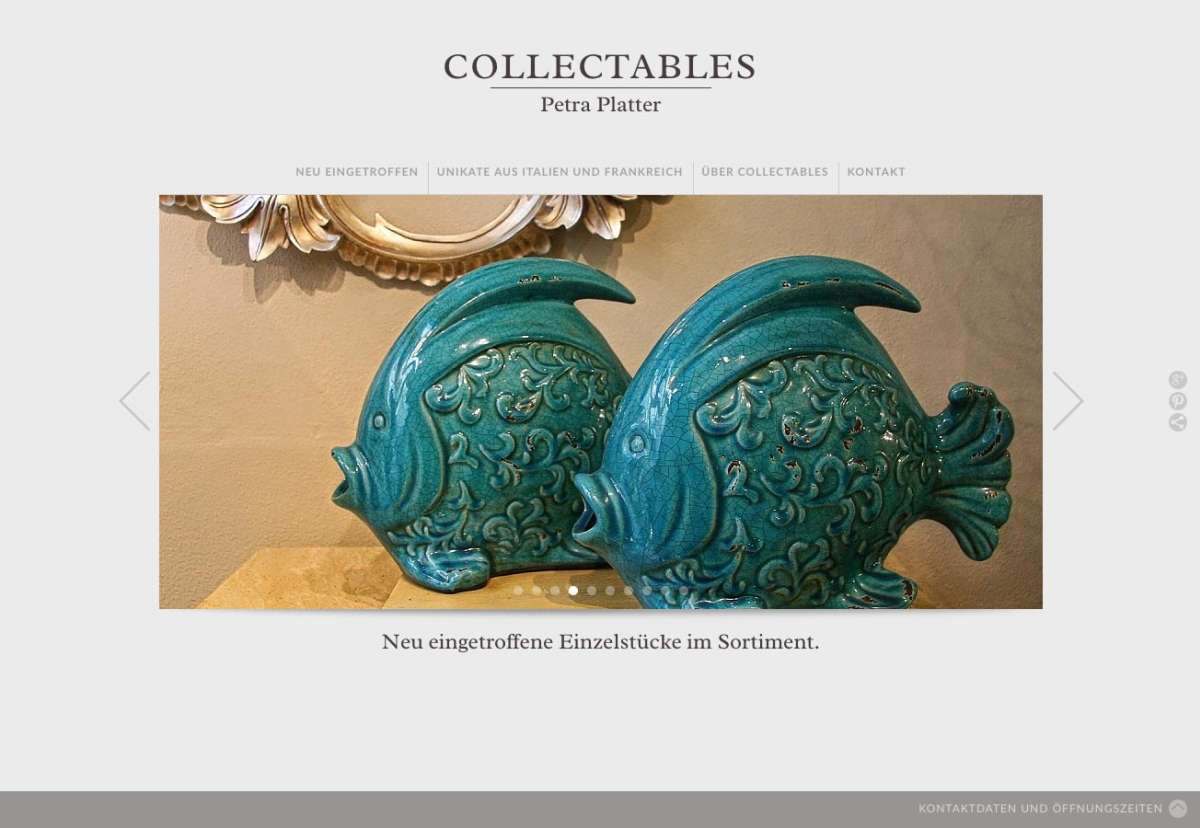 Screenshot www.collectables.at / Website COLLECTABLES Petra Platter