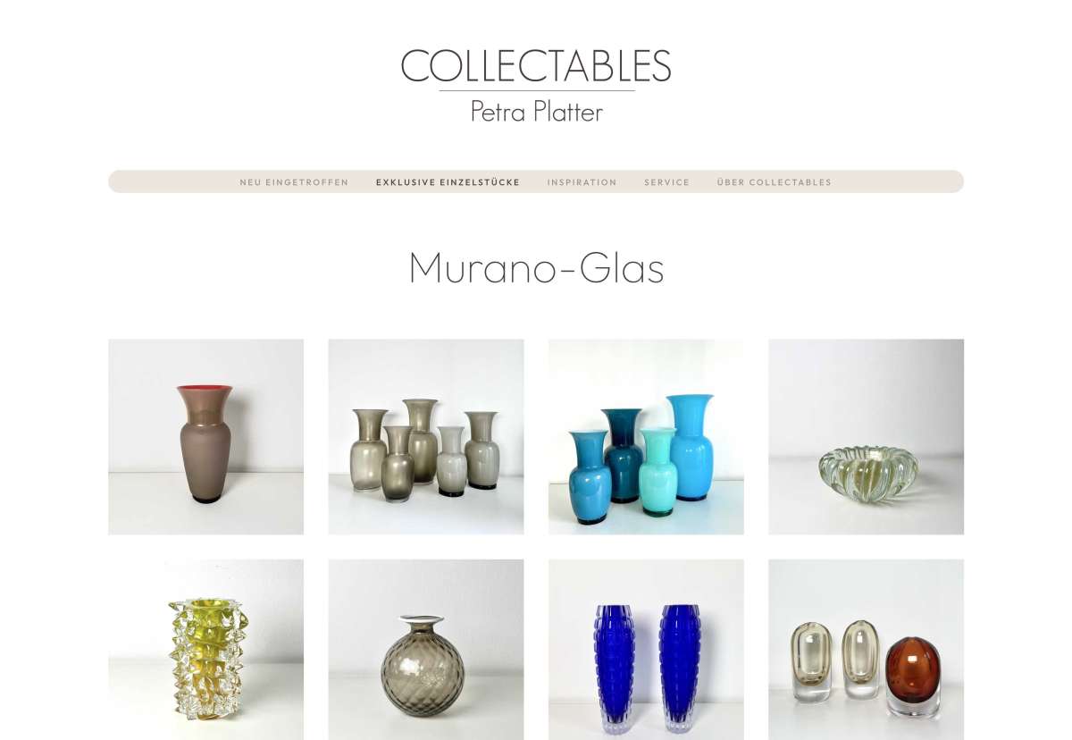 Screenshot www.collectables.at / Website Collectables Petra Platter