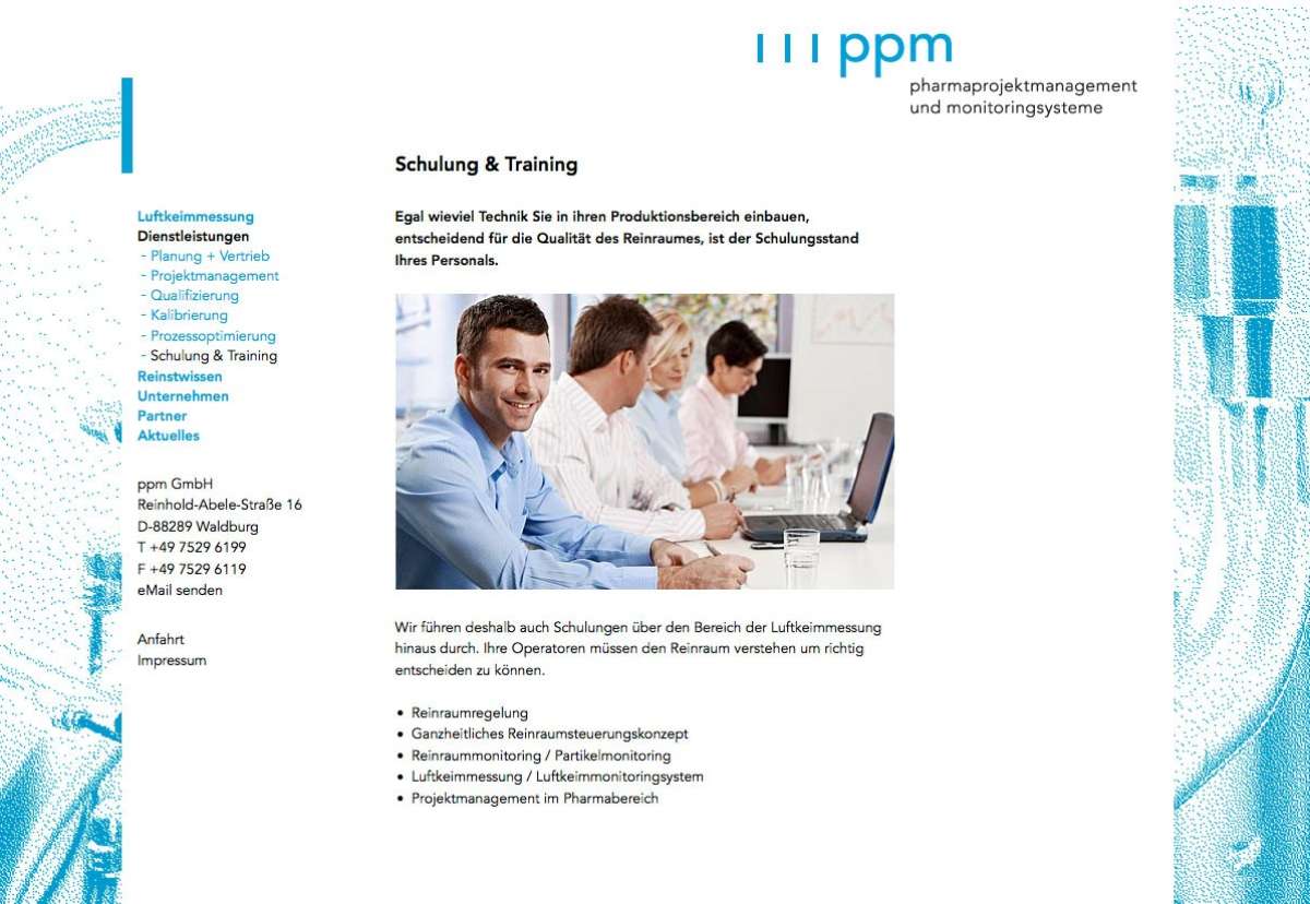 Screenshot www.ppm-gmbh.eu / Website ppm Pharmaprojektmanagement & Monitoringsysteme