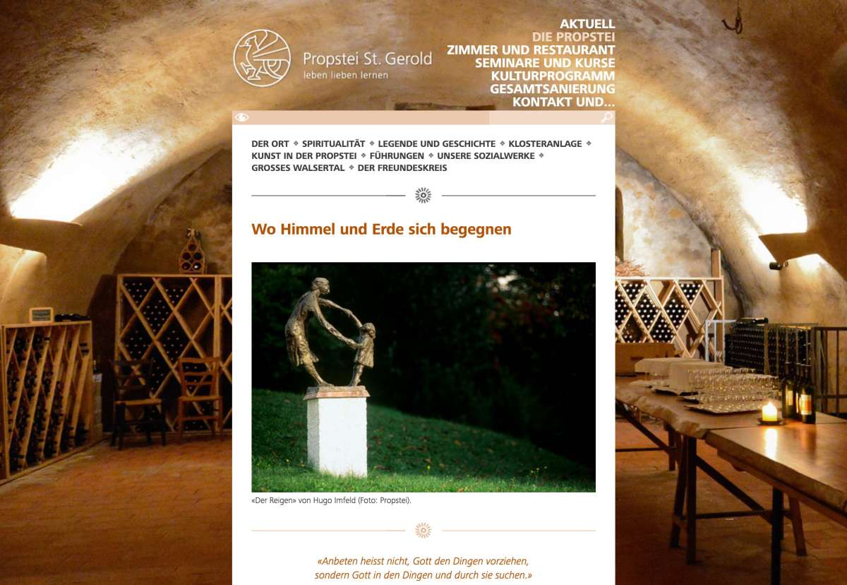 Screenshot www.propstei-stgerold.at / Website Propstei St. Gerold
