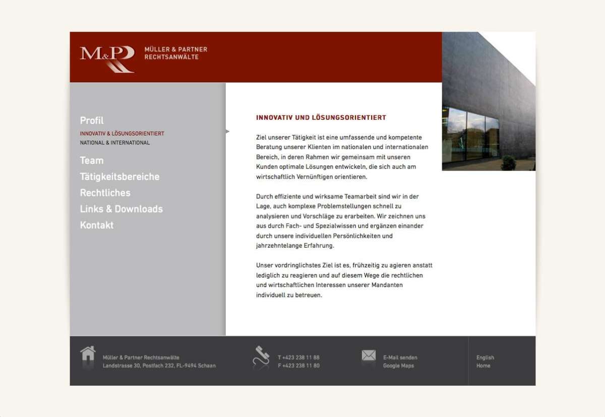 Screenshot www.advokatur.li / Website Rechtsanwälte Müller & Partner