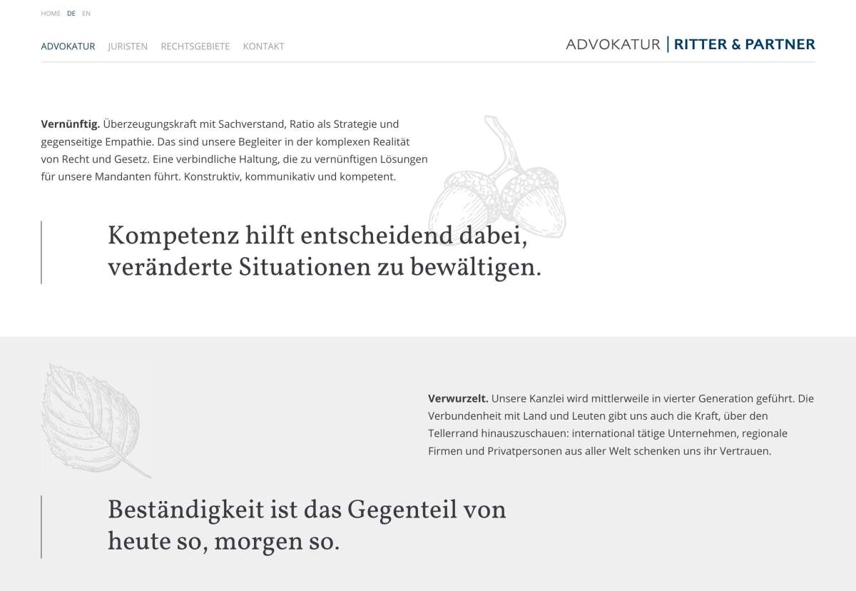 Screenshot www.ritter-partner.li / Website Rechtsanwälte Ritter & Partner
